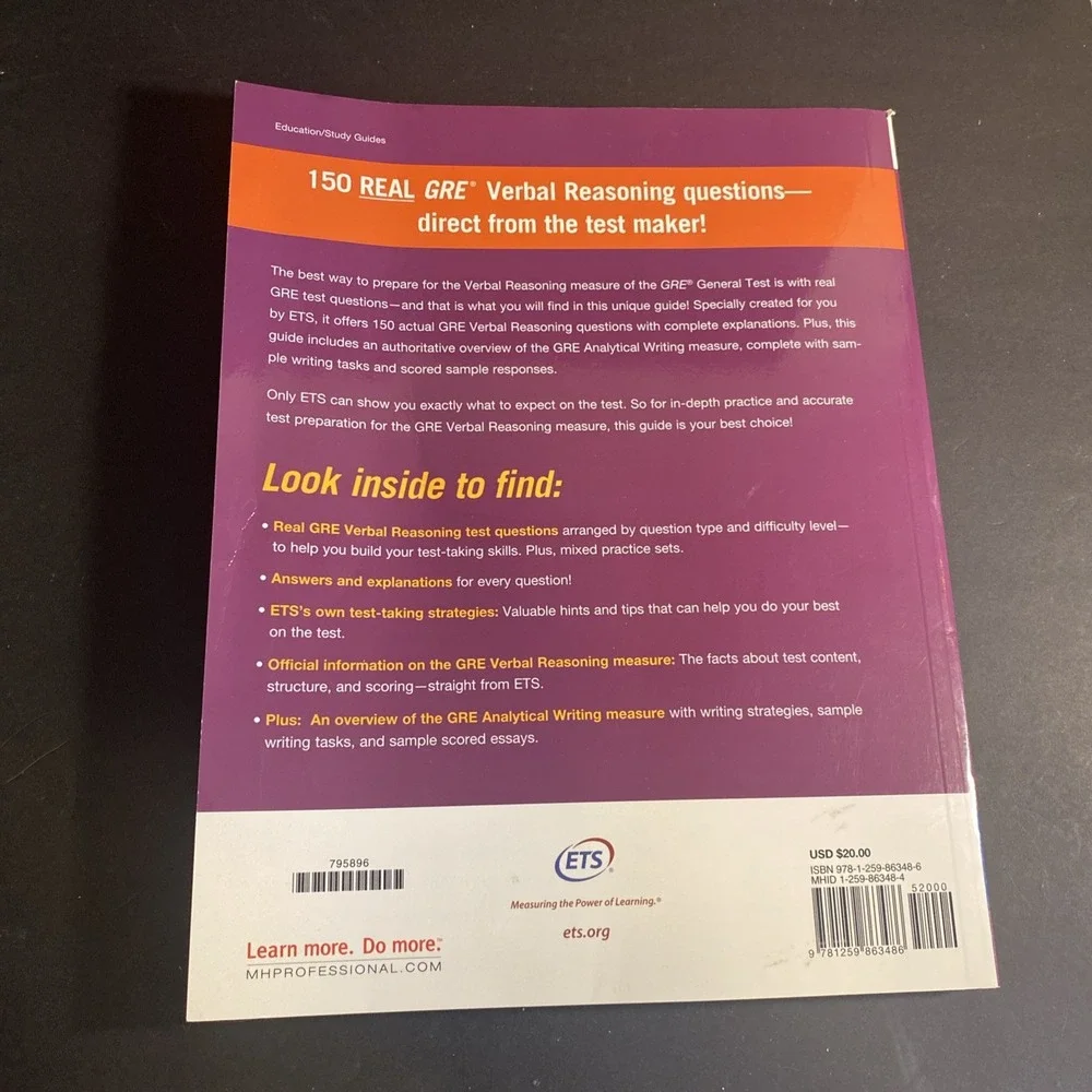 Official GRE Verbal Reasoning Practice Questions, Second Edition, Volume - GOOD